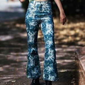 Dolls Kill High-Waist Tie-Dye Flared Badee Jeans